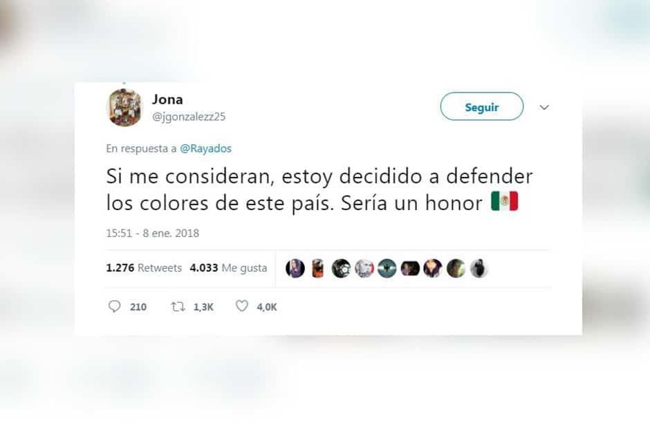 Jonathan González, abierto al Tri