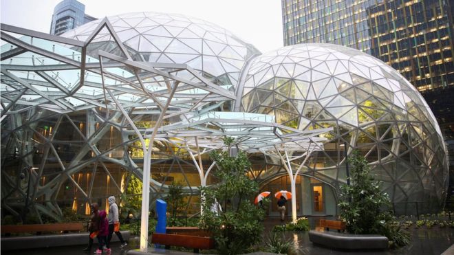 Amazon construyó una selva tropical para sus empleados