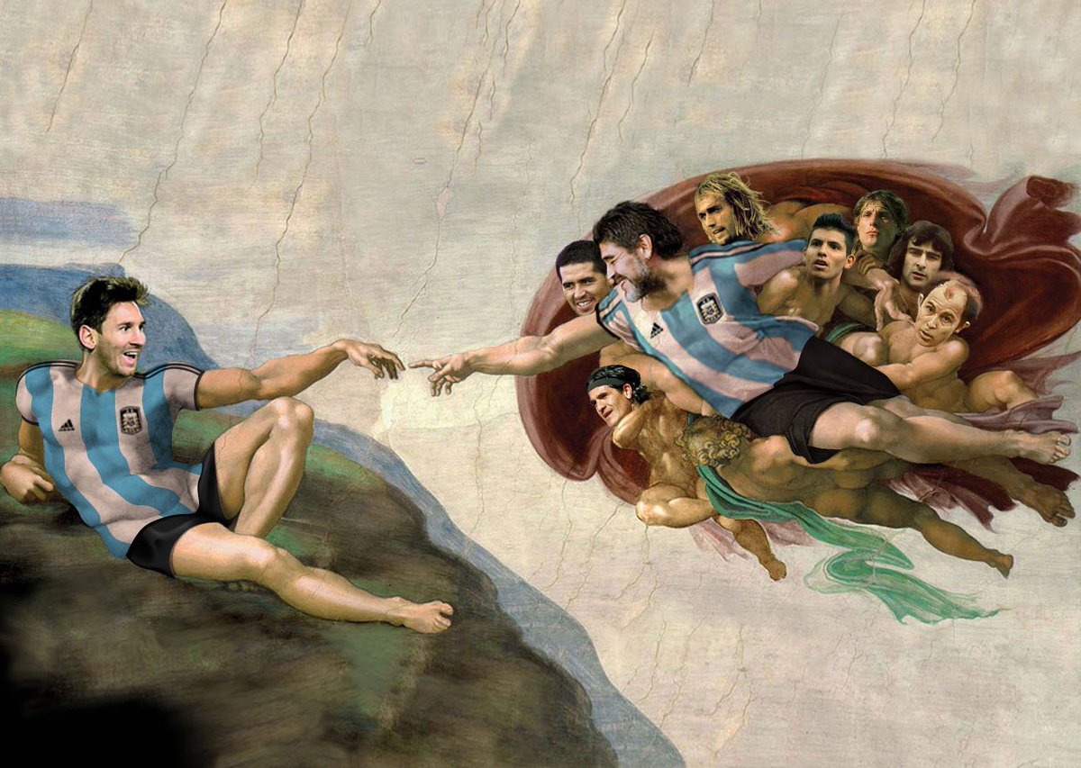 Recrean obra de Miguel Ángel con Messi y Maradona 🎨