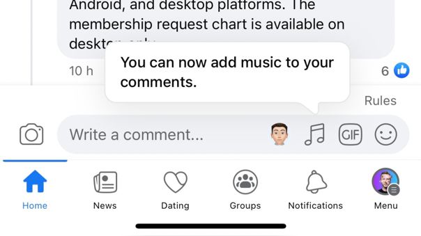 Facebook añade la posibilidad de contestar publicaciones con música